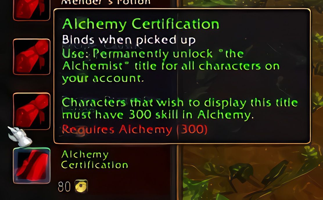 炼金认证(Alchemy Certification)在World of Warcraft: Forever中
