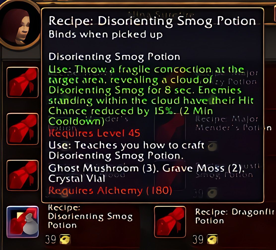 配方:迷向烟雾药水(Disorienting Smog Potion)在World of Warcraft: Forever中