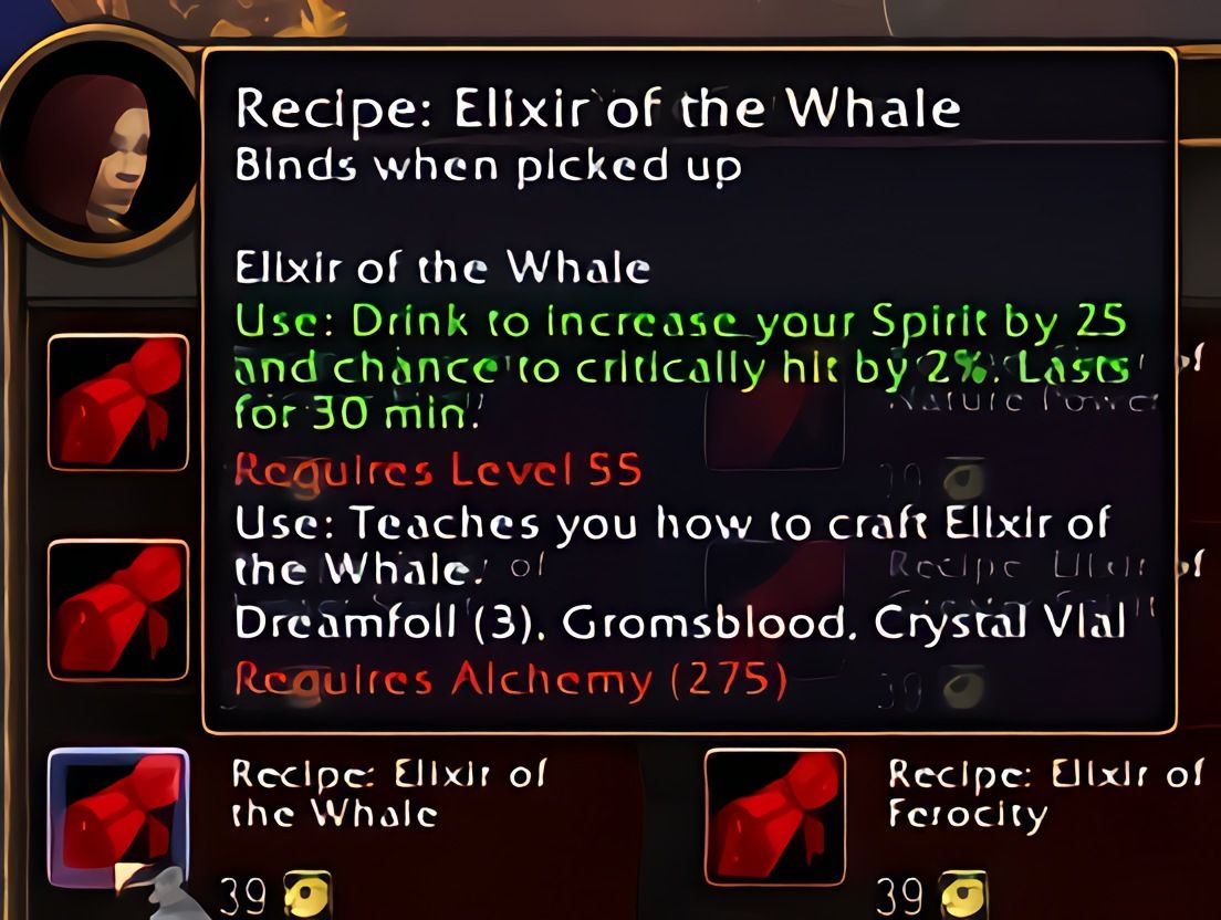 配方:鲸合剂(Elixir of the Whale)在World of Warcraft: Forever中