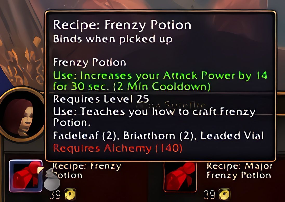 配方:狂乱药水(Frenzy Potion)在World of Warcraft: Forever中