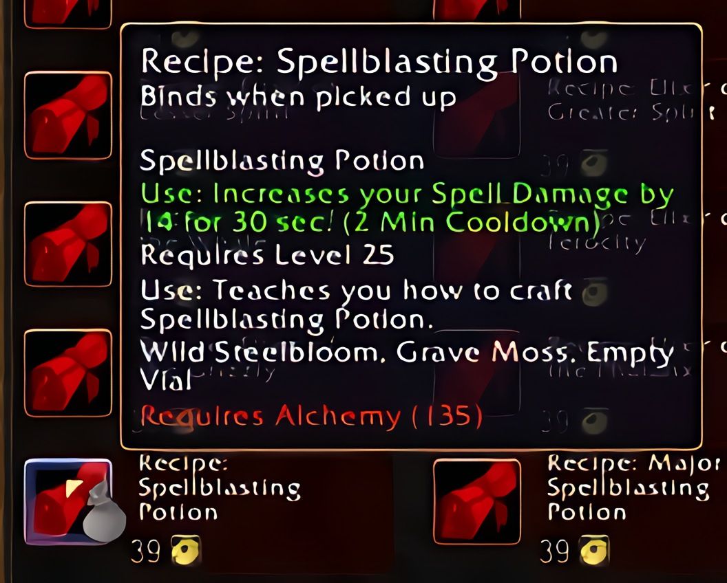 配方:施法冲击药水(Spellblasting Potion)在World of Warcraft: Forever中