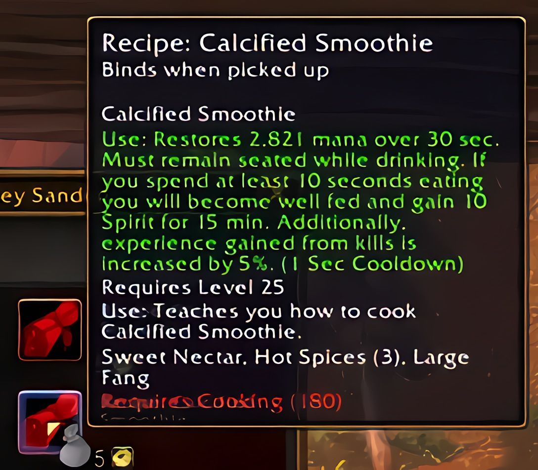 配方：骨化冰沙（Calcified Smoothie）in World of Warcraft: Forever
