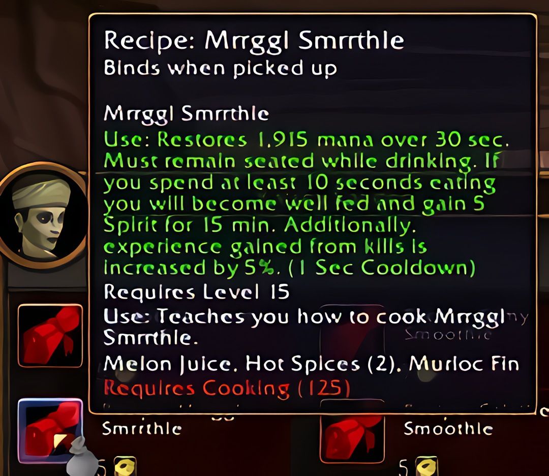 配方：姆勒咕 斯姆勒特（Mrrggl Smrrthle）in World of Warcraft: Forever