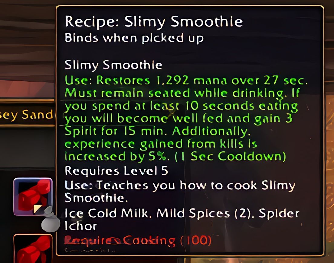 配方：黏滑冰沙（Slimy Smoothie）in World of Warcraft: Forever