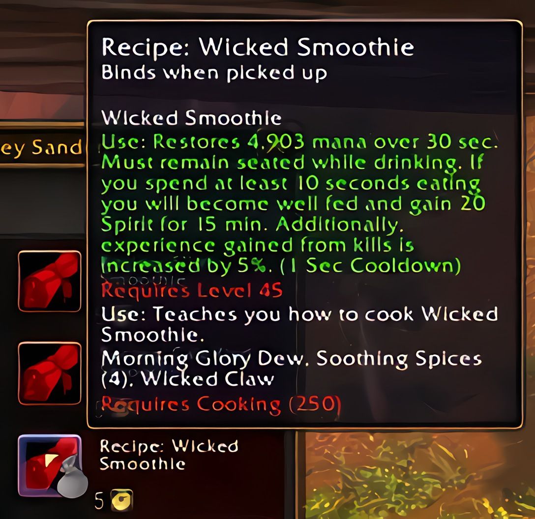 配方：邪恶冰沙（Wicked Smoothie）in World of Warcraft: Forever
