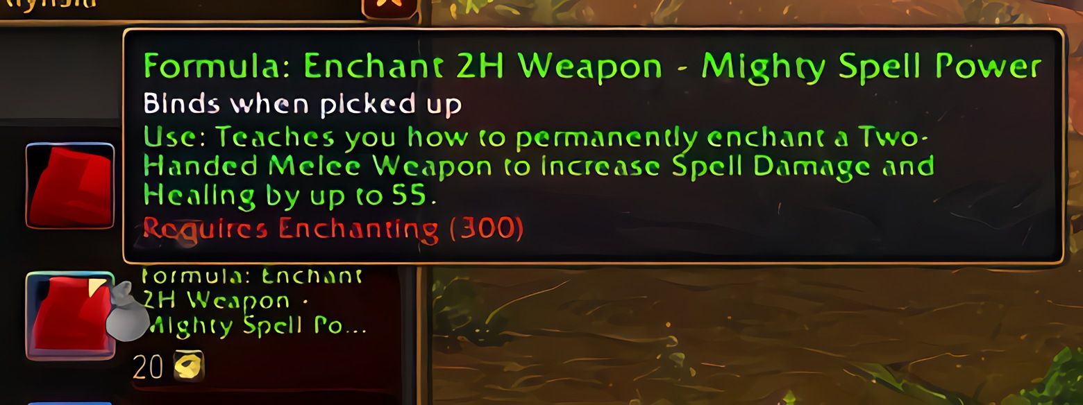 配方：双手武器附魔——强大法术强度 (Enchant 2H Weapon - Mighty Spell Power) 在 World of Warcraft: Forever
