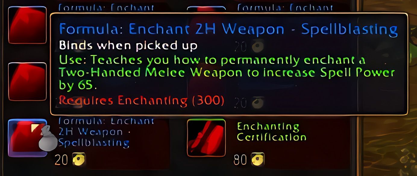 配方：双手武器附魔——法术爆击 (Enchant 2H Weapon - Spellblasting) 在 World of Warcraft: Forever