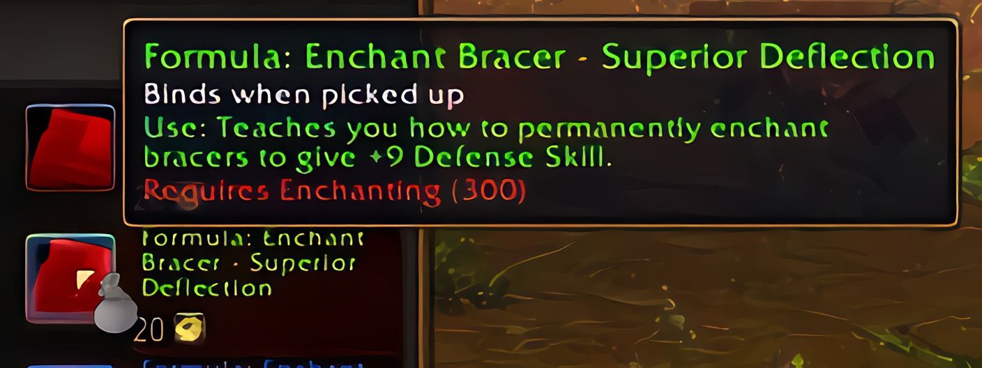 配方：护腕附魔——超强招架 (Enchant Bracer - Superior Deflection) 在 World of Warcraft: Forever