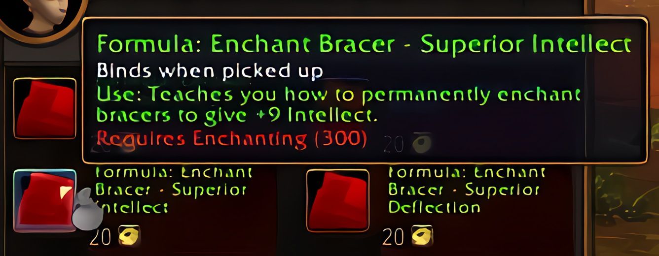 配方：护腕附魔——超强智力 (Enchant Bracer - Superior Intellect) 在 World of Warcraft: Forever