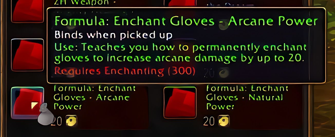 配方：手套附魔——奥术强效 (Enchant Gloves - Arcane Power) 在 World of Warcraft: Forever