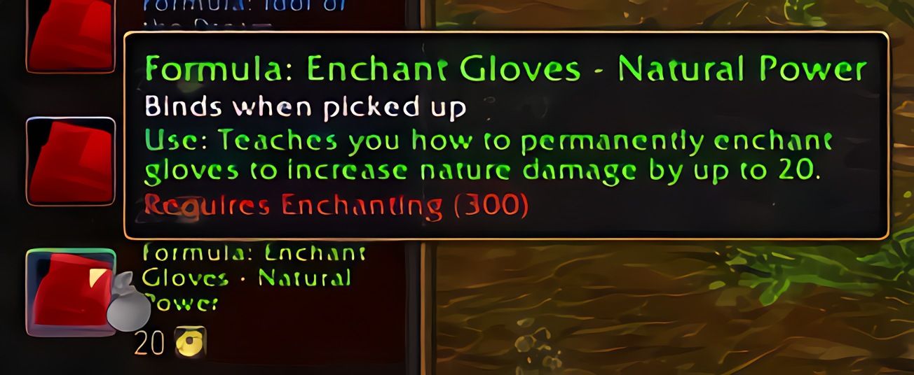 配方：手套附魔——自然强效 (Enchant Gloves - Natural Power) 在 World of Warcraft: Forever