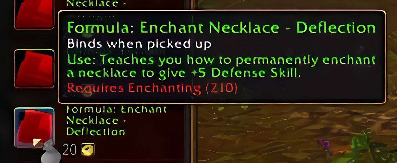 配方：项链附魔——招架 (Enchant Necklace - Deflection) 在 World of Warcraft: Forever