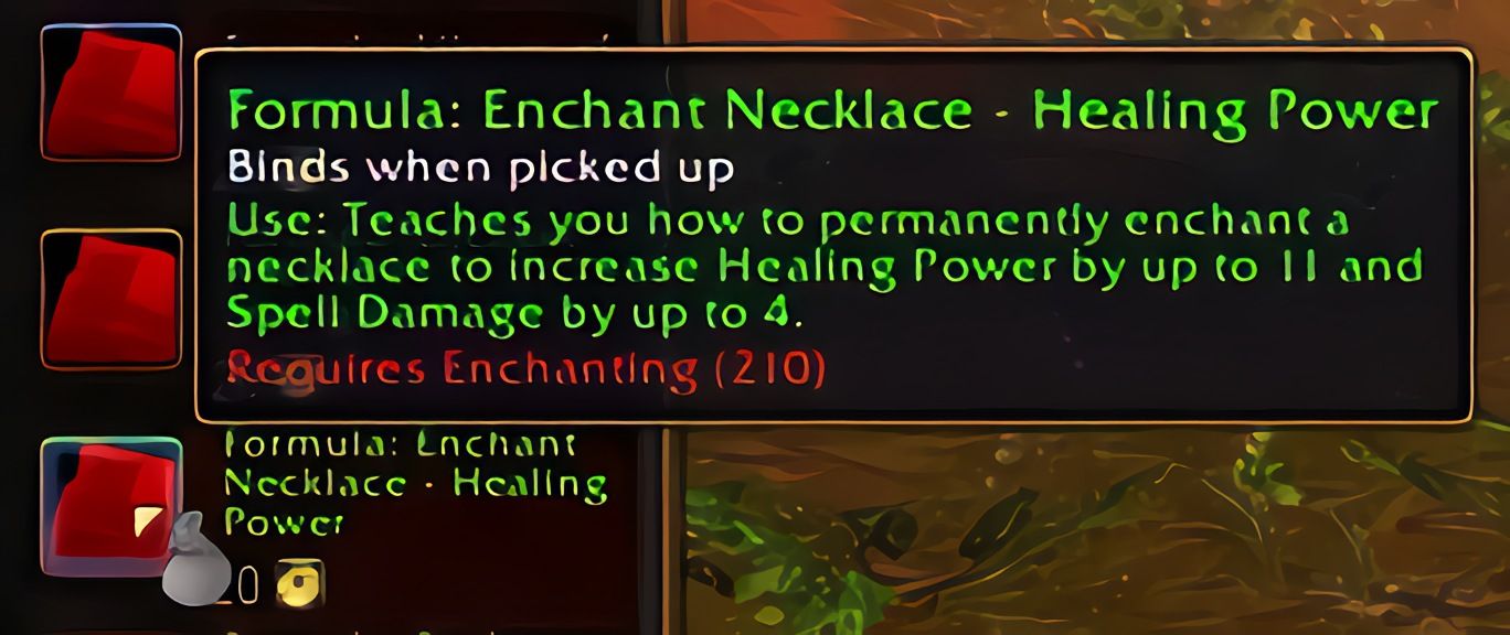 配方：项链附魔——治疗强效 (Enchant Necklace - Healing Power) 在 World of Warcraft: Forever