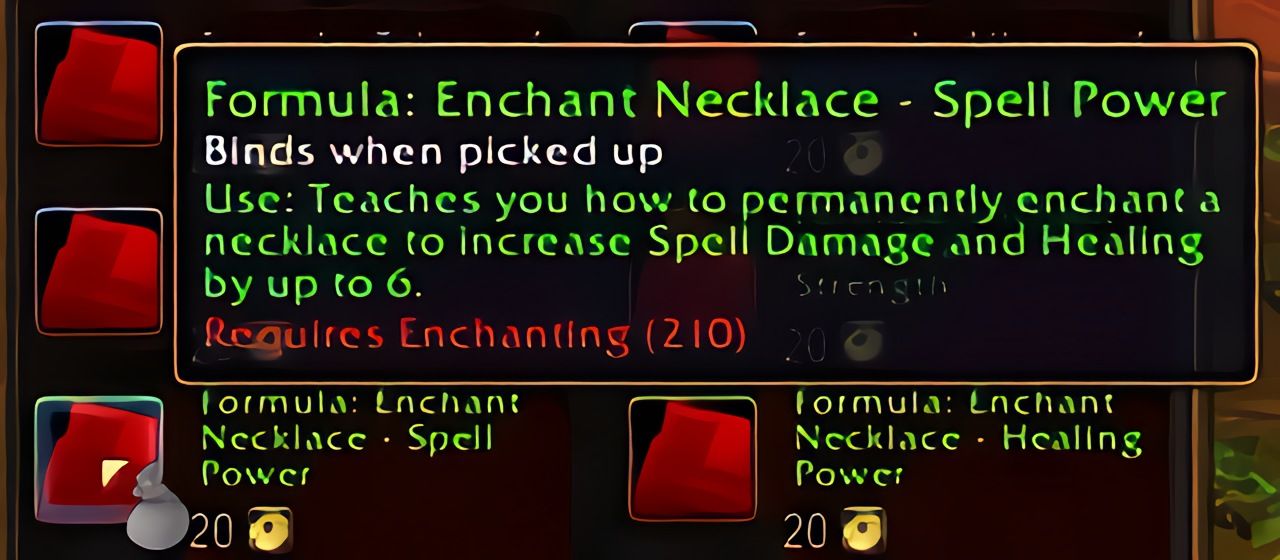 配方：项链附魔——法术强度 (Enchant Necklace - Spell Power) 在 World of Warcraft: Forever