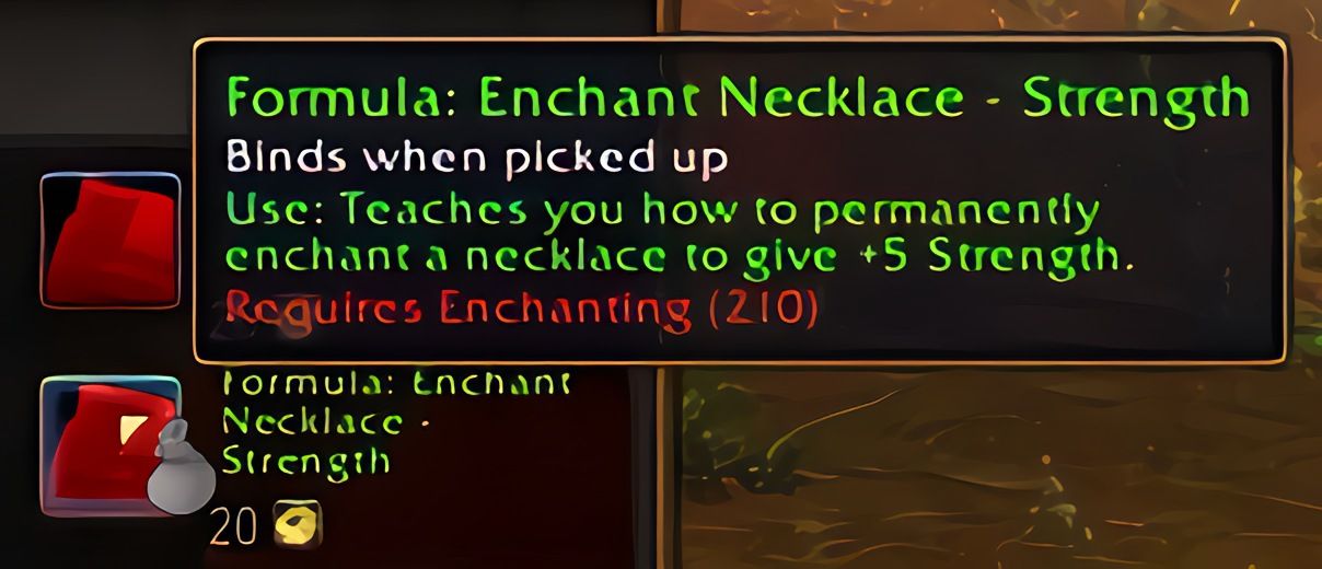 配方：项链附魔——力量 (Enchant Necklace - Strength) 在 World of Warcraft: Forever