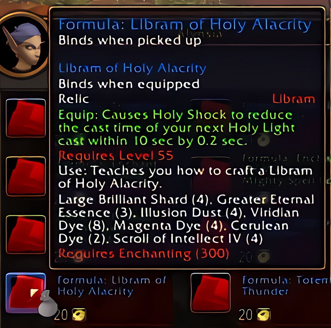 配方：神圣迅捷圣契 (Libram of Holy Alacrity) 在 World of Warcraft: Forever